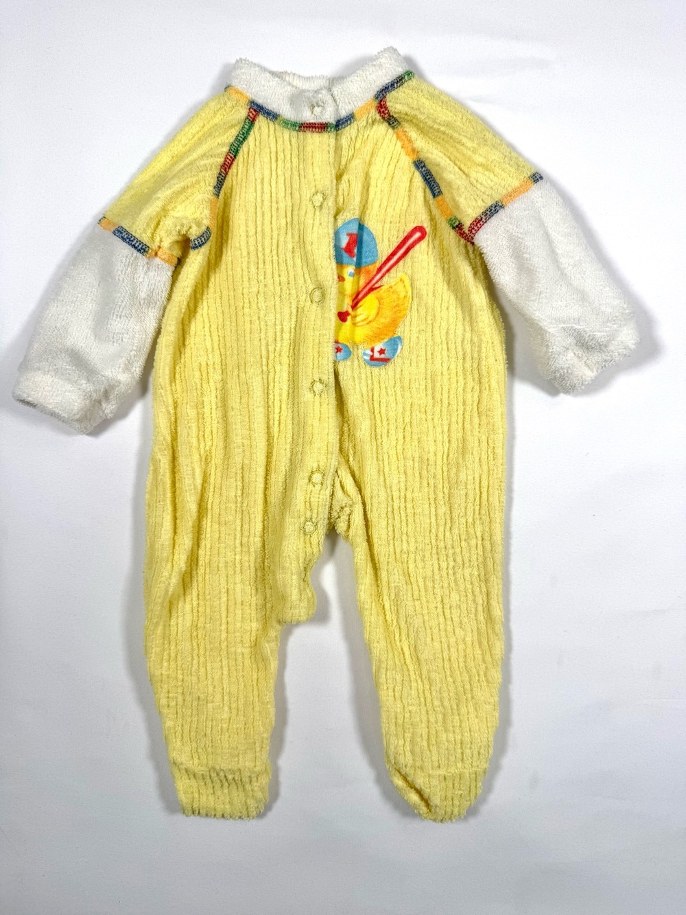 VINTAGE CARTER’S Baby Baseball Duck Terry Cloth Sleeper Newborn Nurserycore USA